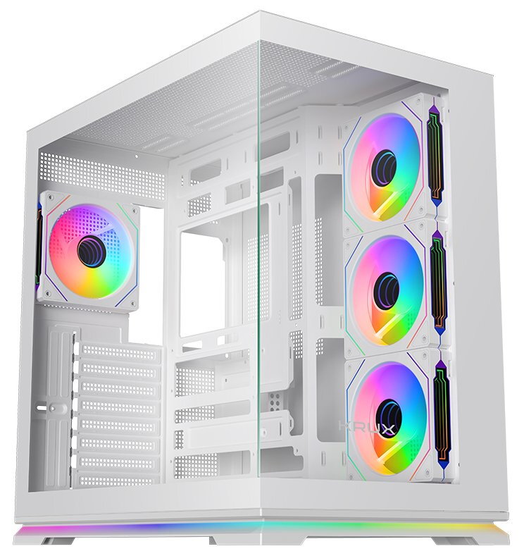 Krux skříň Atron ATX / 4x120 mm PWM ARGB fan / USB 2.0 / USB 3.0 / USB-C / panoramatická / bílá