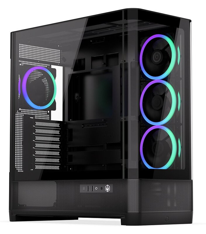 Endorfy skříň Aquarius 8000 Corona / ATX / 4x120mm ARGB fan / USB 3.0 / USB-C / panoramatická / zaoblené sklo / černá