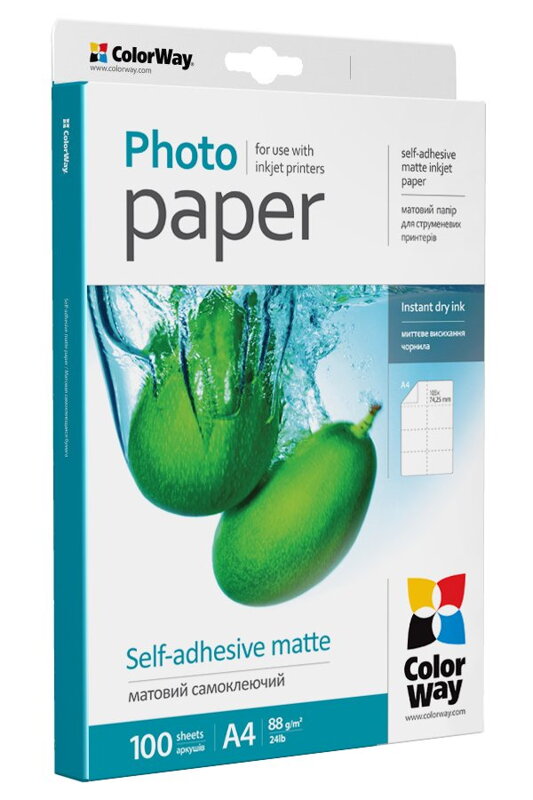 COLORWAY samolepící matný papír 88g/m2/(8 štítků na archu) 105x74.25mm / A4/ 100 kusů