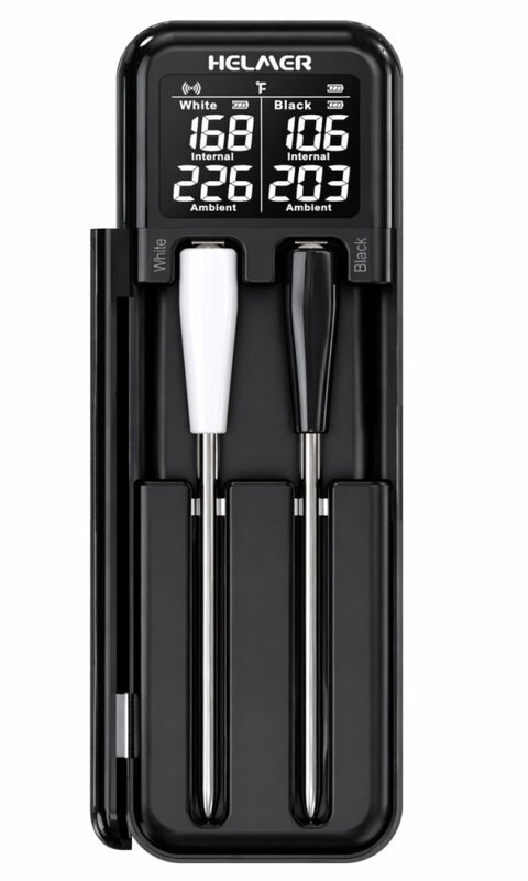 HELMER chytrý bezdrátový kuchyňský teploměr se dvěma sondami TM 28/ LCD displej/–10 až 100 °C/ Bluetooth/ černý