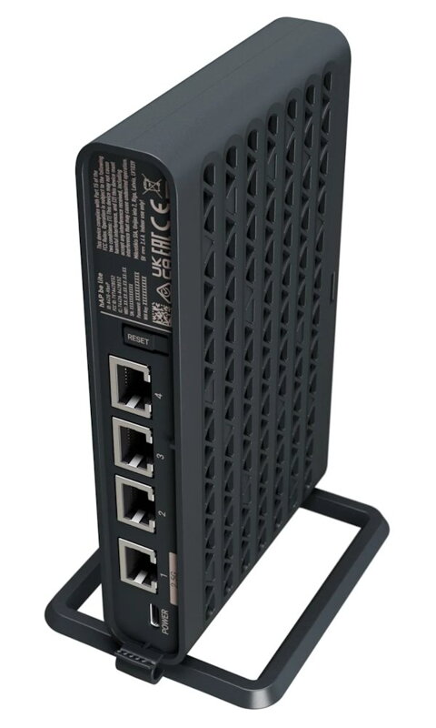 MikroTik hAP be lite, 1x 2,5 GbE, 3x GbE, 2.4+5GHz, 802.11b/g/n/ac/ax/be, Wi-Fi 7, PoE in, ROS 7, L4,  PSU, indoor