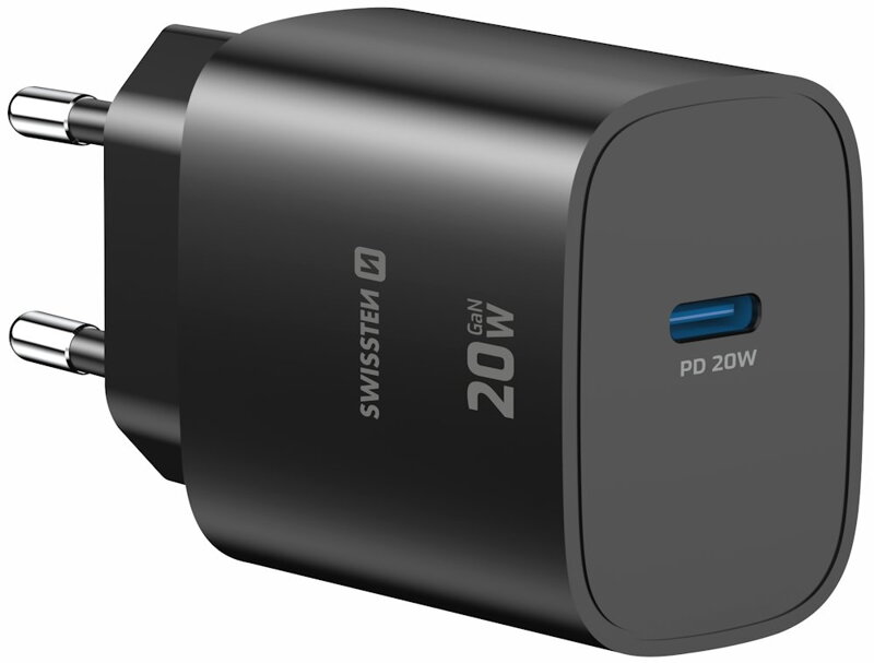 Swissten Síťový Adaptér Edge GaN 1x USB-C PD 20W Černý
