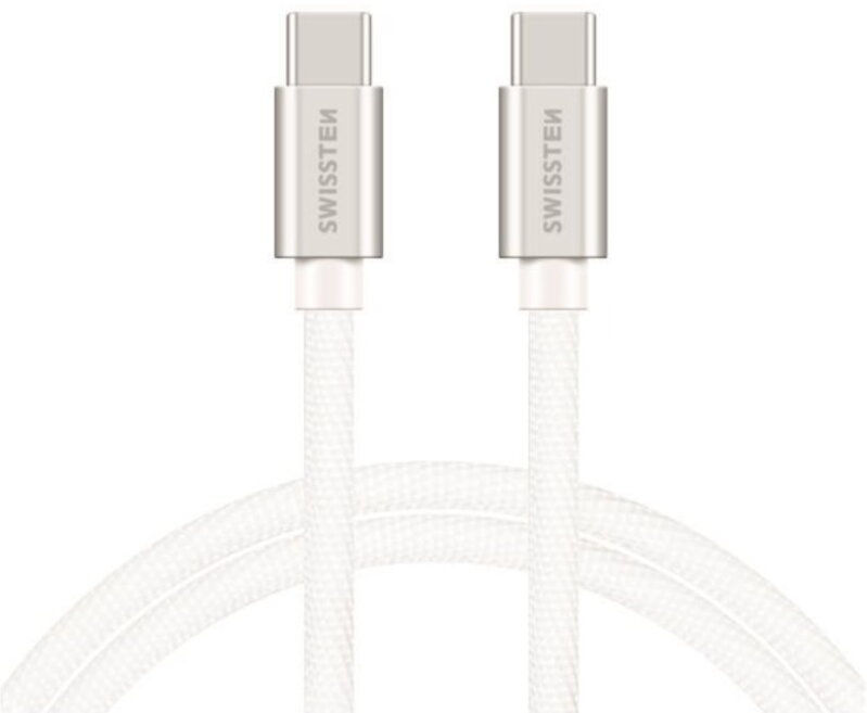 Swissten Datový Kabel Textile USB-C / USB-C 0,2m Stříbrný