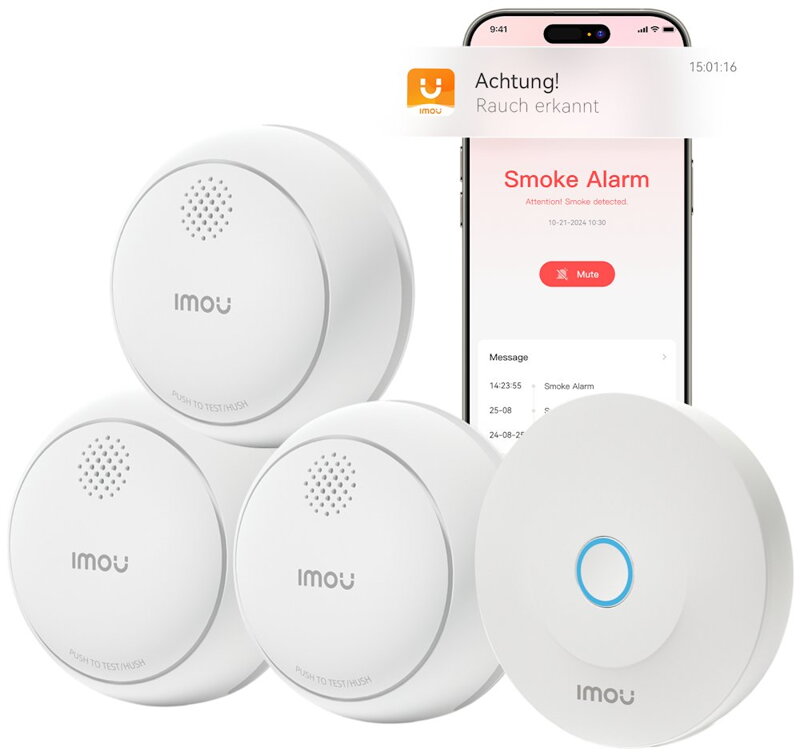 Imou chytrý detektor kouře ZSM1 kit3/ alarm + 3x detektor/ bílý
