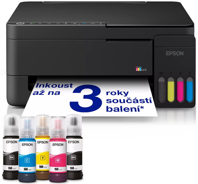 Epson EcoTank L3351/ 5760 x 1440/ A4/ MFZ/ ITS/ 4 barvy/ WiFi/ USB/ 5 let záruka po registraci
