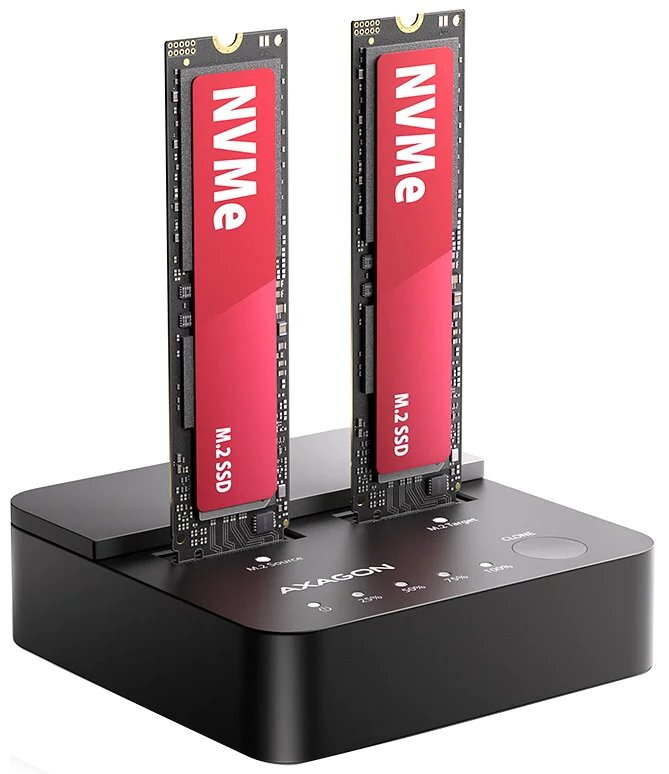 AXAGON dockovací stanice 2x M.2 NVMe SSD / ADSA-M2C22L / USB-C / USB 3.2 Gen2 / kabel 30cm USB-C na USB-C