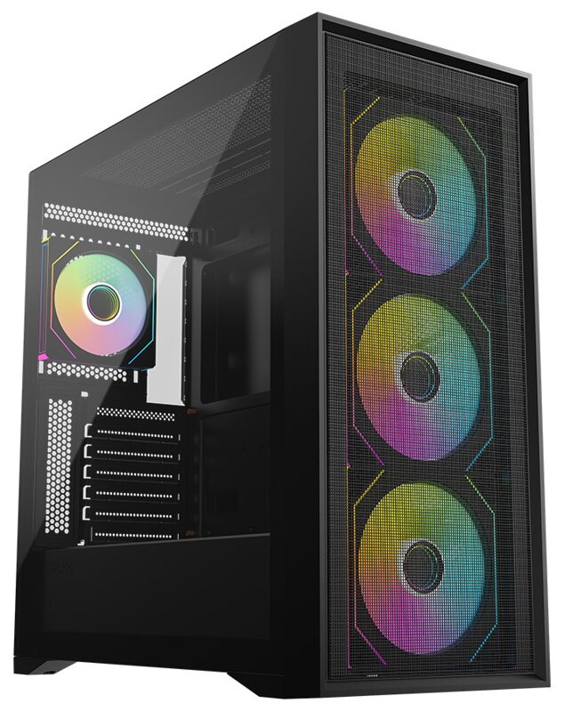 Krux skříň Vox / ATX / 3x140mm a 1x120 mm ARGB fan / USB 2.0 / USB 3.0 / USB-C / tvrzené sklo /  černá
