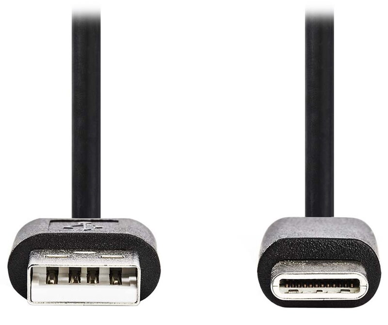 NEDIS kabel USB 2.0/ zástrčka USB-A - zástrčka USB-C/ 5 W/ 480 Mbps/ poniklovaný/ černý/ bulk/ 1m