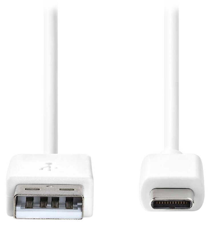 NEDIS kabel USB 2.0/ zástrčka USB-A - zástrčka USB-C/ 15 W/ 480 Mbps/ poniklovaný/ bílý/ bulk/ 2m