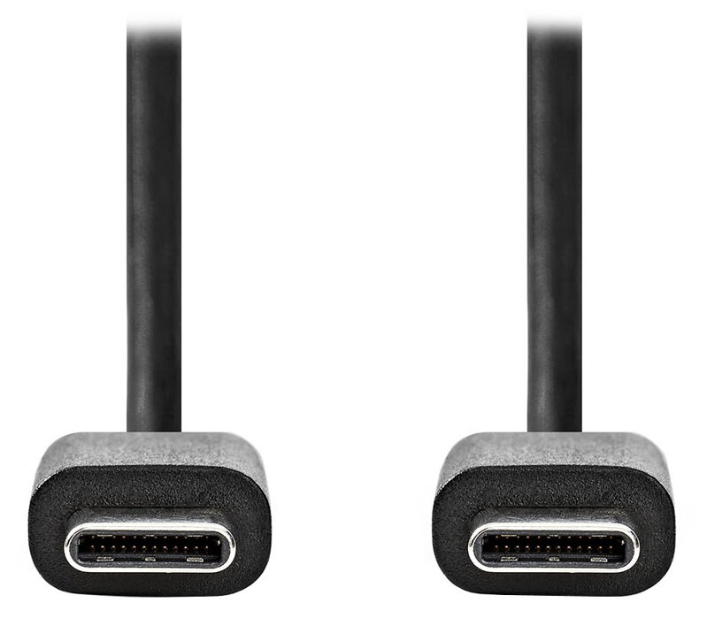 NEDIS kabel USB 2.0/ zástrčka USB-C - zástrčka USB-C/ 60 W/ 480 Mbps/ poniklovaný/ černý/ bulk/ 3m
