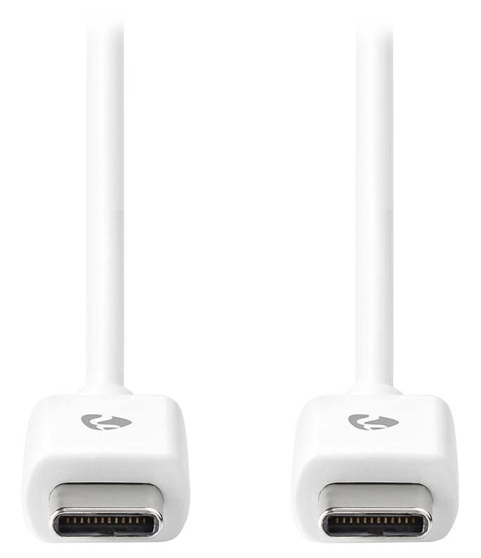 NEDIS kabel USB 2.0/ zástrčka USB-C - zástrčka USB-C/ 60 W/ 480 Mbps/ poniklovaný/ bílý/ bulk/ 3m