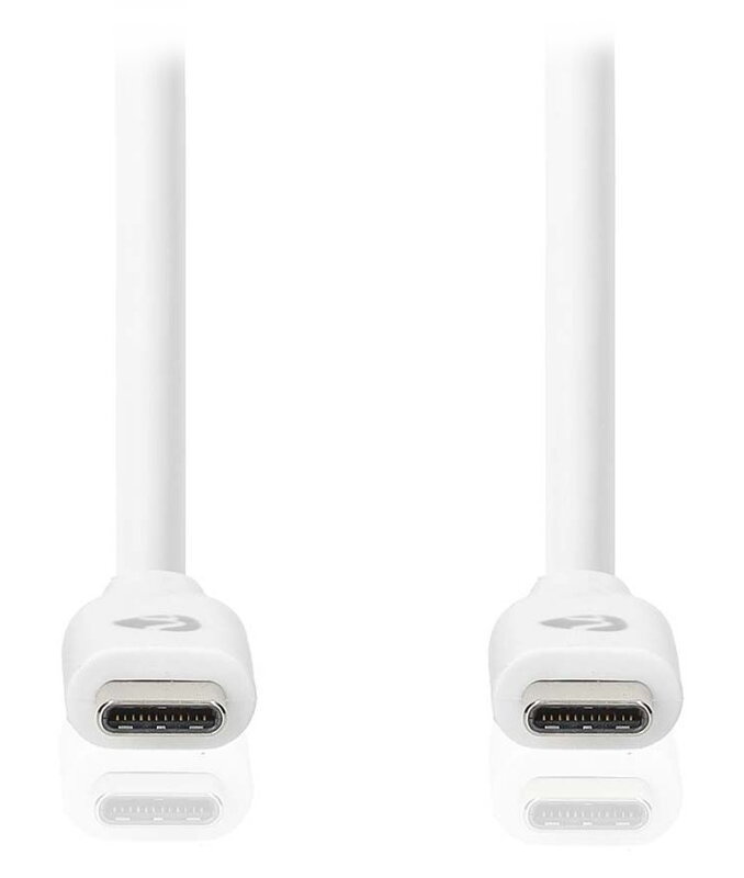 NEDIS kabel USB 3.2 Gen 1/ zástrčka USB-C - zástrčka USB-C/ 60 W/ 4K@60Hz/ 5 Gbps/ poniklovaný/ bílý/ box/ 3m