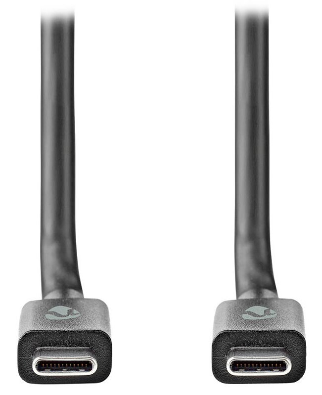 NEDIS kabel USB 3.2 Gen 2/ zástrčka USB-C - zástrčka USB-C/ 100 W/ 4K@60Hz/ 20 Gbps/ poniklovaný/ černý/ box/ 2m