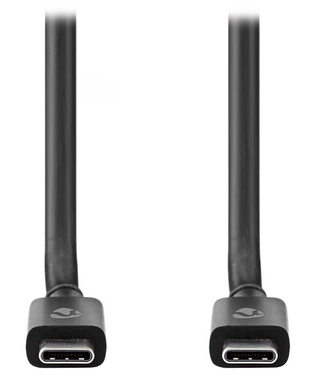 NEDIS kabel USB 4.0 Gen 3x2/ zástrčka USB-C - zástrčka USB-C/ 240 W/ 8K@60Hz/ 40 Gbps/ poniklovaný/ černý/ box/ 1m
