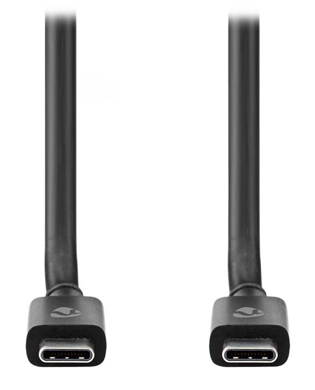 NEDIS kabel USB 4.0 Gen 2x2/ zástrčka USB-C - zástrčka USB-C/ 240 W/ 8K@60Hz/ 20 Gbps/ poniklovaný/ černý/ box/ 2m