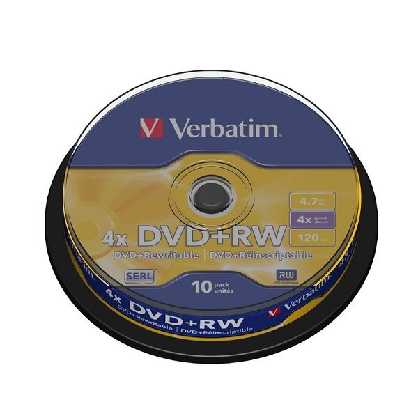 VERBATIM DVD+RW 4,7GB/ 4x/ 10pack/ spindle