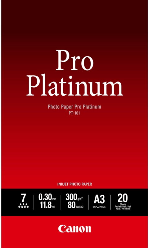Canon fotopapír PT-101/ A3/ Pro Platinum/ 20ks Canon fotopapír PT-101/ A3/ Pro Platinum/ 20ks