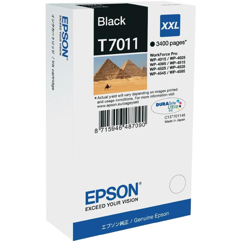 Epson inkoustová náplň/ C13T70114010/ WP-4000/ 4500/ 3 400 stran/ XXL Černá