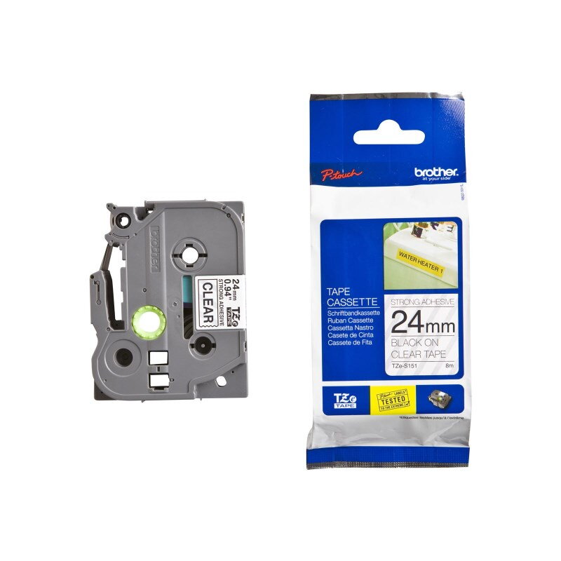 BROTHER extrémně přilnavá páska TZE-S151/ průsvitná-černá/ 24mm BROTHER extrémně přilnavá páska TZE-S151/ průsvitná-černá/ 24mm