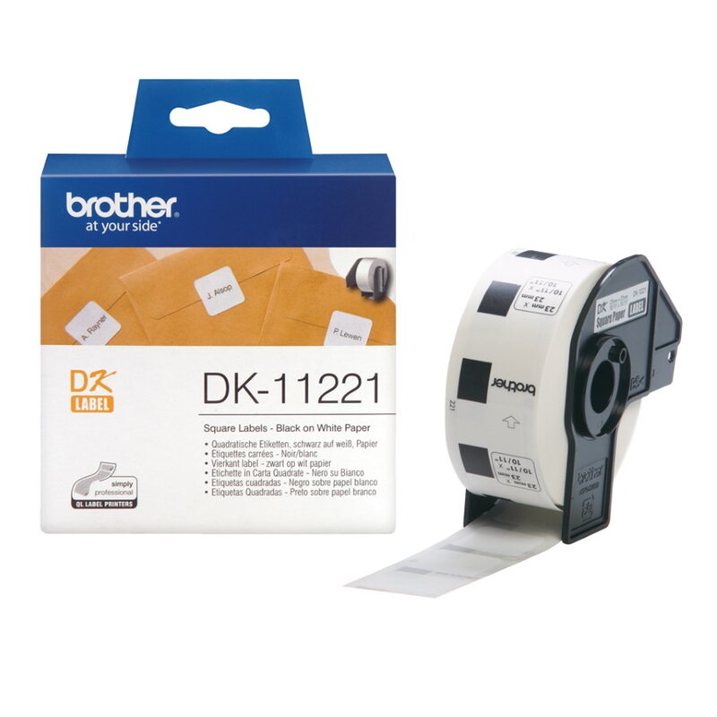 BROTHER papírové štítky DK-11221/ QL/ čtvercové štítky/ 1000ks/ 23 x 23mm