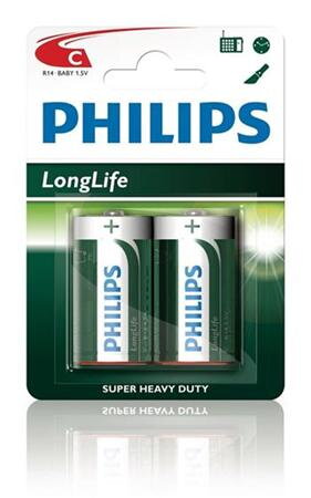 Philips baterie C LongLife zinkochloridová - 2ks, blister Philips baterie C LongLife zinkochloridová - 2ks, blister