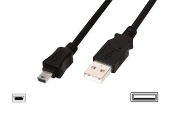 Digitus USB kabel USB A samec na B-mini 5pin samec, 2x stíněný, Měď, 1,8m, černý