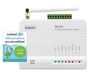 EVOLVEO Sonix - bezdrátový GSM alarm (4ks dálk. ovlád.,PIR čidlo pohybu,čidlo na dveře/okno,externí repro,Android/iPhone) + SIM