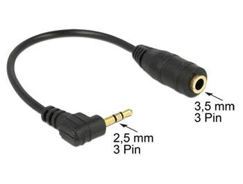 Delock audio stereo kabel 2,5 mm samec pravoúhlý na 3,5 mm samice,3 pin 14 cm Delock audio stereo kabel 2,5 mm samec pravoúhlý na 3,5 mm samice,3 pin 14 cm