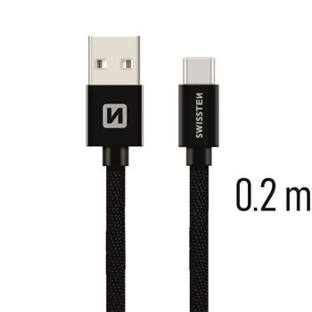 SWISSTEN DATA CABLE USB / USB-C TEXTILE 0,2M BLACK SWISSTEN DATA CABLE USB / USB-C TEXTILE 0,2M BLACK