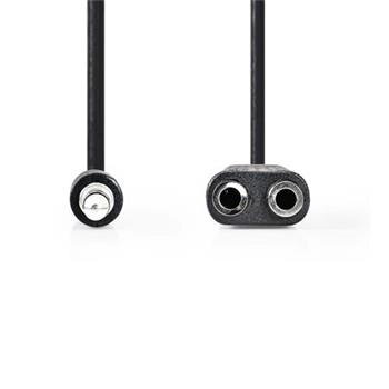 Nedis CAGB22100BK02 - Stereofonní Audio Kabel | 3,5mm Zástrčka - 2× 3,5mm Zásuvka | 0,2 m | Černá barva Nedis CAGB22100BK02 - Stereofonní Audio Kabel | 3,5mm Zástrčka - 2× 3,5mm Zásuvka | 0,2 m | Černá barva