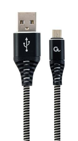 CABLEXPERT Kabel USB 2.0 AM na MicroUSB (AM/BM), 2m, opletený, černo-bílý, blister, PREMIUM QUALITY CABLEXPERT Kabel USB 2.0 AM na MicroUSB (AM/BM), 2m, opletený, černo-bílý, blister, PREMIUM QUALITY