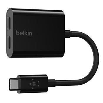Belkin USB-C adaptér/rozdvojka - USB-C napájení + USB-C audio / nabíjecí adaptér, černá Belkin USB-C adaptér/rozdvojka - USB-C napájení + USB-C audio / nabíjecí adaptér, černá