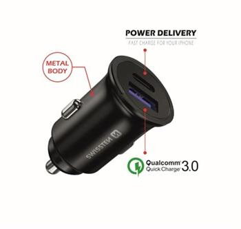 SWISSTEN CL ADAPTÉR POWER DELIVERY USB-C + QUICK CHARGE 3.0 36W METAL ČERNÝ SWISSTEN CL ADAPTÉR POWER DELIVERY USB-C + QUICK CHARGE 3.0 36W METAL ČERNÝ