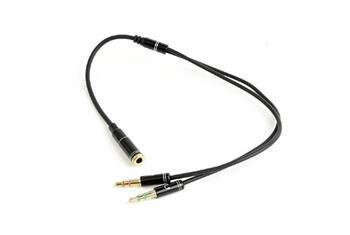 CABLEXPERT Kabel rozdvojka jack 3,5mm (4 pólový) na 2x3,5mm F/M, kovové koncovky, 20cm, černý CABLEXPERT Kabel rozdvojka jack 3,5mm (4 pólový) na 2x3,5mm F/M, kovové koncovky, 20cm, černý