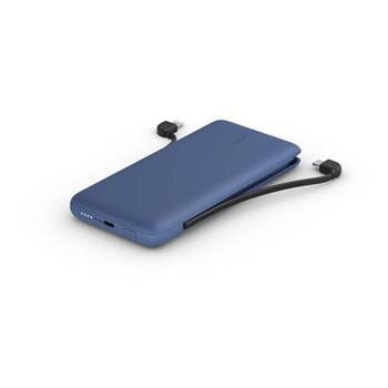Belkin USB-C Power Delivery PowerBanka, 10000mAh, s integrovanými kabely, půlnoční modrá Belkin USB-C Power Delivery PowerBanka, 10000mAh, s integrovanými kabely, půlnoční modrá