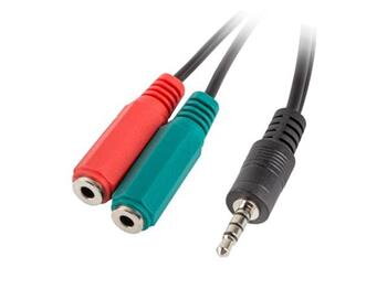 LANBERG adaptér Minijack 3.5mm (M) 4pin na 2x Minijack 3.5mm (F) 3pin kabel 20cm, černý LANBERG adaptér Minijack 3.5mm (M) 4pin na 2x Minijack 3.5mm (F) 3pin kabel 20cm, černý