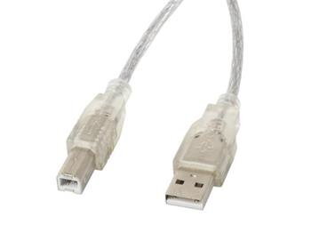 LANBERG USB-A (M) na USB-B (M) 2.0 kabel 5m, transparentní LANBERG USB-A (M) na USB-B (M) 2.0 kabel 5m, transparentní