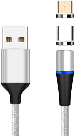 PremiumCord Magnetický micro USB a USB-C nabíjecí a datový kabel 1m, stříbrný PremiumCord Magnetický micro USB a USB-C nabíjecí a datový kabel 1m, stříbrný