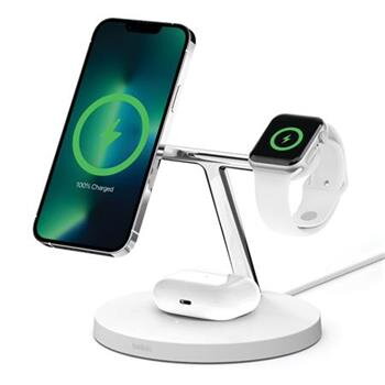 Belkin BOOST CHARGE™ PRO MagSafe 3v1 Bezdrátové nabíjení pro iPhone/Apple Watch/AirPods, bílá - NOVÁ VERZE Belkin BOOST CHARGE™ PRO MagSafe 3v1 Bezdrátové nabíjení pro iPhone/Apple Watch/AirPods, bílá - NOVÁ VERZE