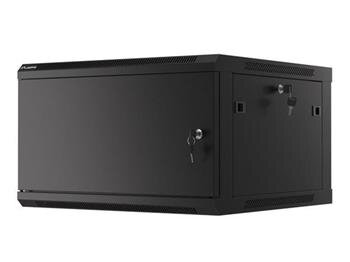 LANBERG Nástěnná jednodílná skříň 19", 6U/600x600 FOR SELF-ASSEMBLY plechové dveře černá (RAL9004)   (v rozloženém stavu