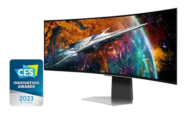 Samsung OLED LCD Odyssey G9 49" zakřivený/5120x1440/0,03ms/1M:1/250 nits/DP/HDMI/mHDMI/3x USB/Repro/Pivot/VESA/stříbrná