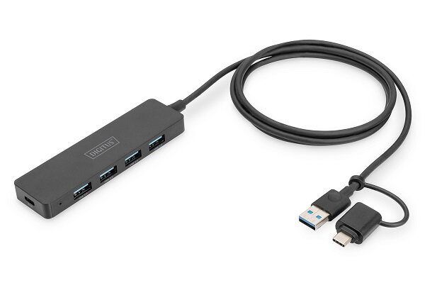 Digitus USB 3.0 Hub 4-Port, Slim Line, 1,2m kabel Digitus USB 3.0 Hub 4-Port, Slim Line, 1,2m kabel