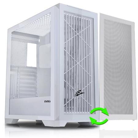 EVOLVEO Ptero Q2W, Počítačová skříň, 2x čelní panel - sklo /mřížka, case ATX - bílá EVOLVEO Ptero Q2W, Počítačová skříň, 2x čelní panel - sklo /mřížka, case ATX - bílá