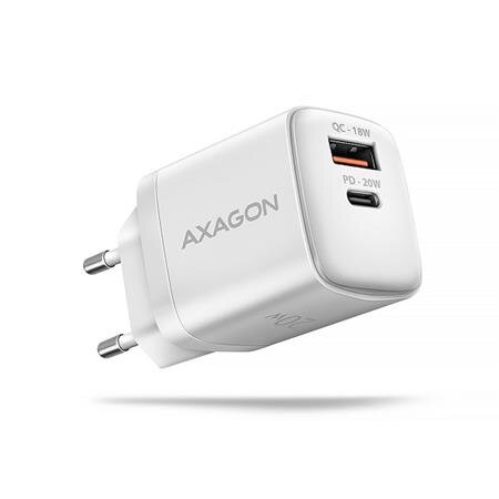 AXAGON ACU-PQ20W nabíječka do sítě 20W, 2x port (USB-A + USB-C), PD3.0/PPS/QC4+/AFC/Apple, bílá AXAGON ACU-PQ20W nabíječka do sítě 20W, 2x port (USB-A + USB-C), PD3.0/PPS/QC4+/AFC/Apple, bílá