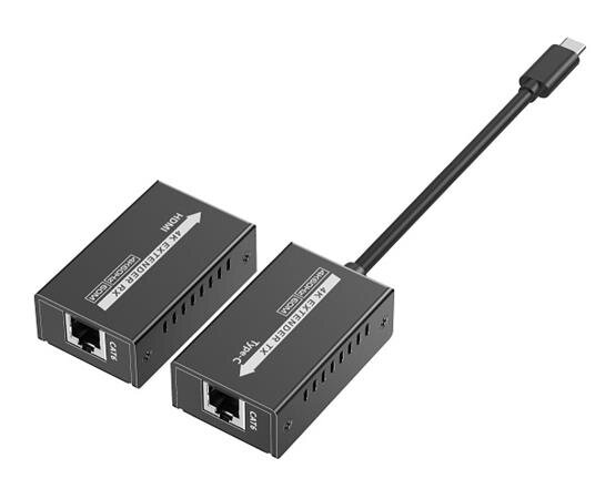 PremiumCord USB-C na HDMI extender přes patch kabel Cat5e/6/6a 4K@60Hz na 60m