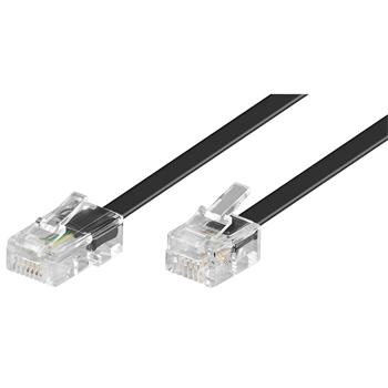 PremiumCord Kabel telefonní rovný 8P4C plug - 6P4C plug 6m - černý PremiumCord Kabel telefonní rovný 8P4C plug - 6P4C plug 6m - černý
