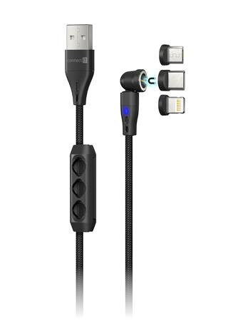 CONNECT IT Magnetic PowerLink 3in1 kabel (USB-C/Lightning/MicroUSB), 2m, ČERNÁ CONNECT IT Magnetic PowerLink 3in1 kabel (USB-C/Lightning/MicroUSB), 2m, ČERNÁ