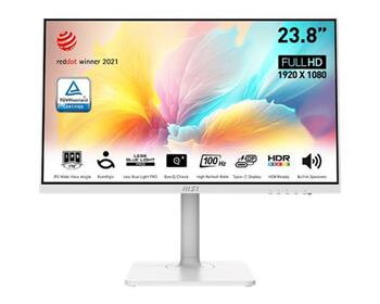 MSI monitor Modern MD2412PW, 23,8" IPS/1920 x 1080 (FHD)/100Hz/ HDMI/USB C/Pivot/Výškově nast./Bílá MSI monitor Modern MD2412PW, 23,8" IPS/1920 x 1080 (FHD)/100Hz/ HDMI/USB C/Pivot/Výškově nast./Bílá