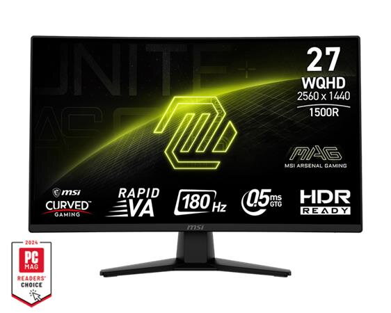 MSI Gaming monitor MAG 274CQF, 27" Rapid VA zakřivený/2560x1440 WQHD/180Hz/0,5ms/2xHDMI/DP/černá MSI Gaming monitor MAG 274CQF, 27" Rapid VA zakřivený/2560x1440 WQHD/180Hz/0,5ms/2xHDMI/DP/černá