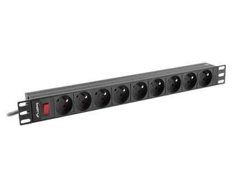 LANBERG NAPÁJECÍ DISTRIBUČNÍ JEDNOTKA (PDU) 19"  1U 16A 3M 9X FRANCOUZSKÉ ZÁSUVKY ČERNÁ
